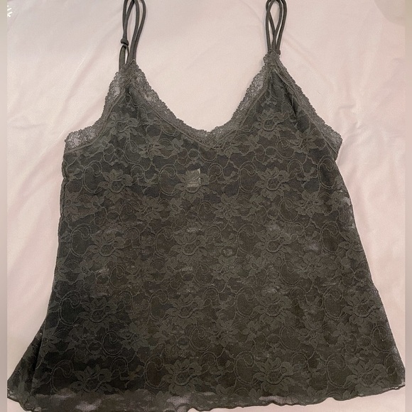 Victoria’s Secret Angels Camisole Y2K Top Built in Bra Licorice Black Lace L - Picture 3 of 11